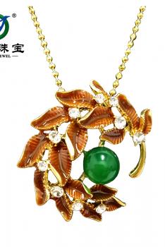 卓澜【珠玉硕果】天然绿玉髓毛衣链、晚装链及胸针多用款 139446