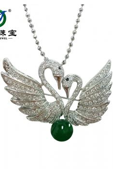 卓澜【最天鹅】天然绿玉髓毛衣链、晚装链及胸针多用款 139449