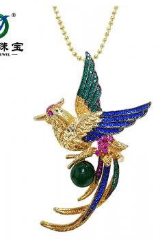 卓澜【凤来仪】天然绿玉髓毛衣链、晚装链及胸针多用款 139456