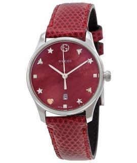 古驰GUCCI G-Timeless系列红色皮带石英女表 29mm YA126584