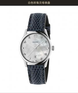 古驰GUCCI G-Timeless系列小蜜蜂贝母盘皮质表带石英女表29mm YA126588