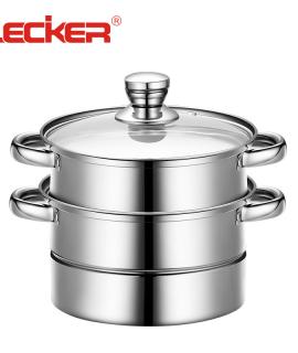 LECKER Breakfast Two-layer Stainless Steel Steamer Gas Induction Cooker Universal 27*9*27cm-KR-507