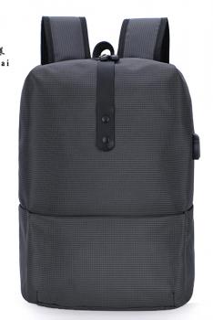 路易雪莱 棱格印纹双肩包轻时尚双肩包尼龙防水双肩背包 5108 -灰色