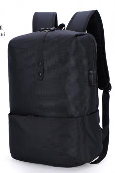 路易雪莱 棱格印纹双肩包轻时尚双肩包尼龙防水双肩背包 5108-黑色