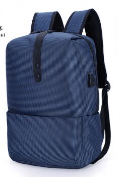 路易雪莱 棱格印纹双肩包轻时尚双肩包尼龙防水双肩背包 5108-蓝色