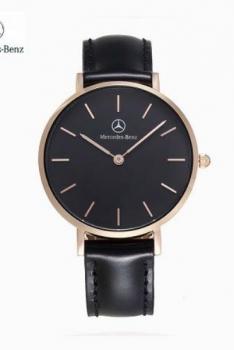 梅赛德斯-奔驰 MERCEDES-BENZ进口机芯男女时尚简约手表热销爆款91335629-玫金黑面女款