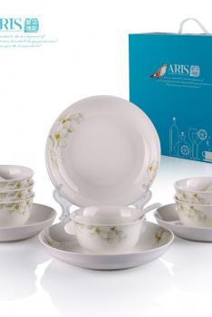 ARIS爱依瑞斯 陶瓷餐具礼品套装A1616A白玉兰陶瓷碗盘碟勺套装