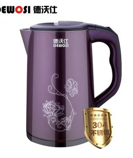 DEWOSI 304 Stainless Steel Double-layer Anti-scalding Electric Kettle 2.2L Large Capacity HX-A5111-Purple