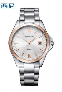 ROSSINI罗西尼 启迪系列简约风日历显示钢带进口石英机心男表6517T01A