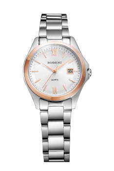 ROSSINI罗西尼 启迪系列简约风日历显示钢带进口石英机心女表6518T01A