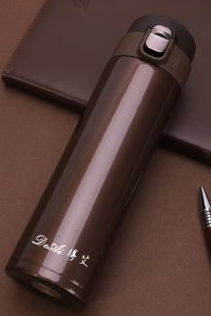 DEAI得艾 真空弹跳杯保温杯杯子 304不锈钢水杯500ML-咖啡色