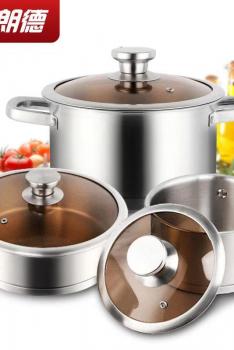 GLD盖朗德 凯诺奇304奥式体食品级不锈钢汤锅煎锅奶锅套装锅六件套