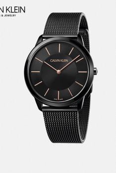 卡文克莱CALVIN KLEIN MINIMAL简约系列石英男表 K3M21421-黑色表带玫瑰金指针