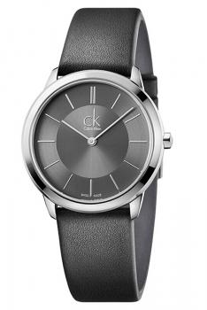 卡文克莱CALVIN KLEIN MINIMAL简约系列石英女表K3M221C4-灰盘皮质表带