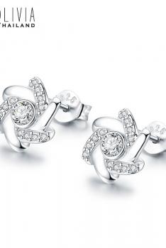 OLIVIA奥利薇亞 元素银耳钉花朵女款简单耳饰珠宝饰品首饰礼品