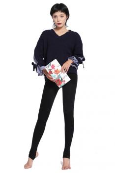 SECRET CROWN Korean Style 1600D stepped foot and velvet stovepipe socks ZZ10755014996- Black