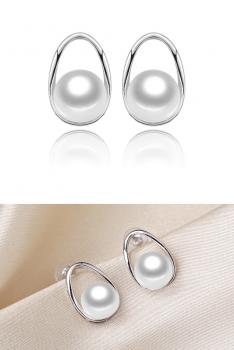 OLIVEIRA奥利维拉 百年品牌天然淡水珍珠耳钉H6 引流赠品 精美礼盒包装-人鱼泪