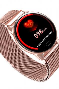 IAWAI Smart Sports Metal Strap Heart Rate Monitor Exercise Pedometer Bracelet A6-11-Gold