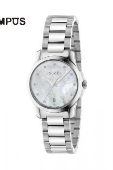 GUCCI G-Timeless Series Diamond Accent Stainless Steel Bracelet Watch 27mm YA126542