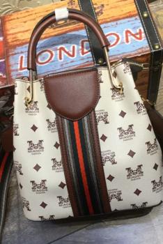 CC PVC Personality Fashion Printing Korean Version Women Messenger Bag 9729H- Beige With Coffee Color